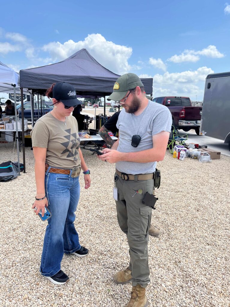 Cassidy Leamon (R) with a local volunteer in the Texas Hill Country